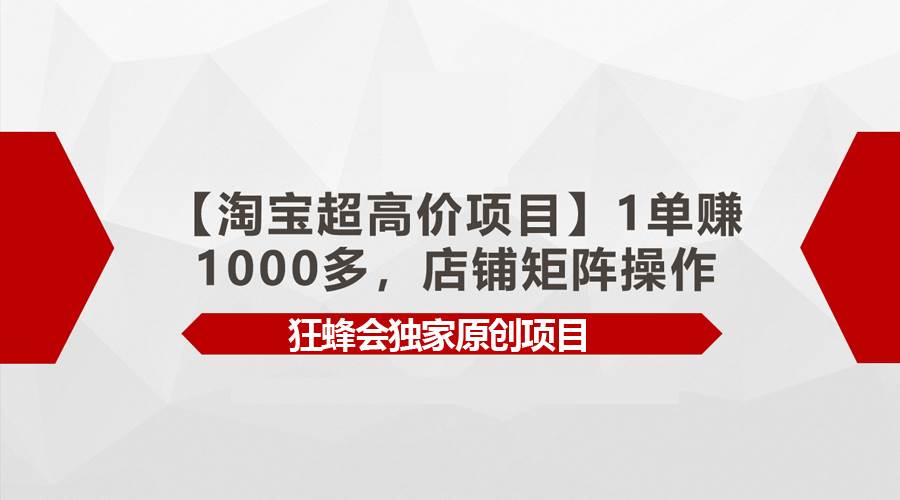 【淘宝超高价项目】1单赚1000多，店铺矩阵操作