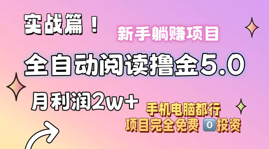 小说全自动阅读撸金5.0 操作简单 可批量操作 零门槛！小白无脑上手月入2w+