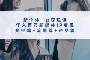 新个体 ip变现课，年入百万新媒体IP变现，路径篇+流量篇+产品篇