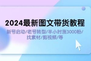 2024最新图文带货教程：新号启动/老号转型/半小时涨3000粉/找素材/剪辑