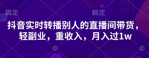 抖音实时转播别人的直播间带货,轻副业,重收入,月入过1w-丁七哥资源站
