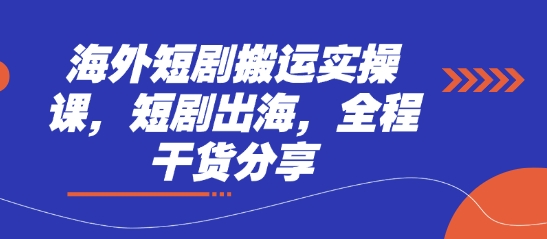 海外短剧搬运实操课，短剧出海，全程干货分享-丁七哥资源站