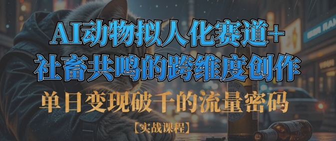单日变现破千的流量密码,AI动物拟人化赛道+社畜共鸣的跨维度创作-丁七哥资源站