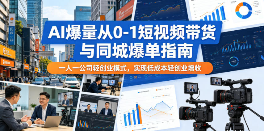 AI爆量从0-1短视频带货与同城爆单指南,一人一公司轻创业模式,实现低成本轻创业增收-丁七哥资源站