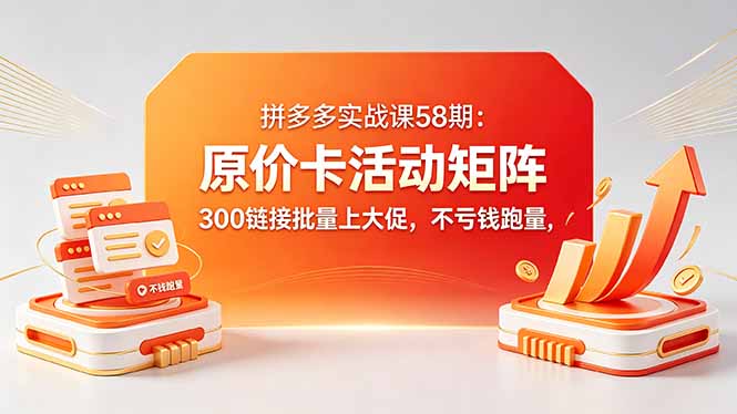 拼多多实战课58期：原价卡活动矩阵，300链接批量上大促，不亏钱跑量-丁七哥资源站