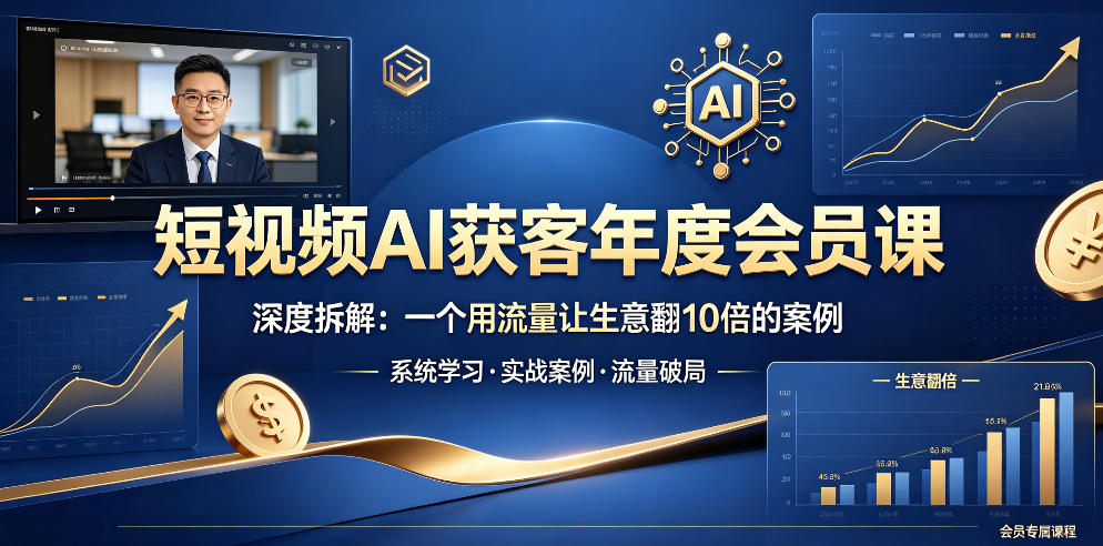 短视频AI获客年度会员课,深度拆解,一个用流量让生意翻10倍的案例-丁七哥资源站