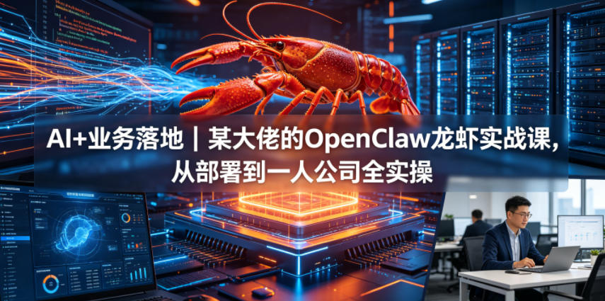 AI+业务落地｜某大佬的OpenClaw小龙虾实战课，从部署到一人公司全实操-丁七哥资源站