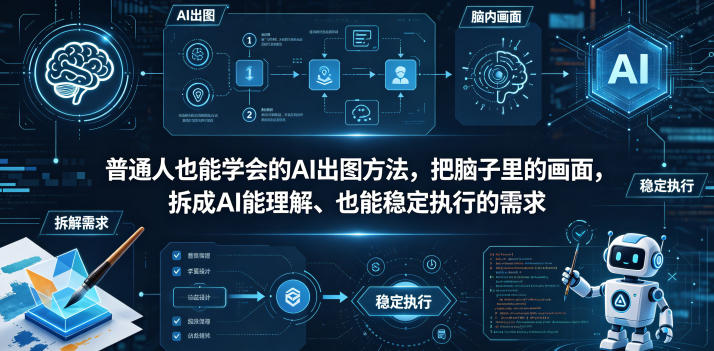 普通⼈也能学会的AI出图⽅法，把脑子里的画面，拆成AI能理解、也能稳定执行的需求【文档】-丁七哥资源站