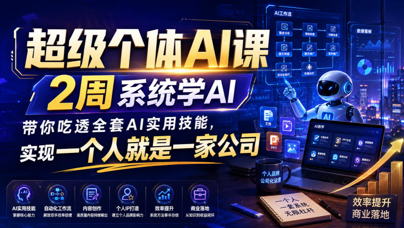 超级个体AI课，2周系统学AI，带你吃透全套AI实用技能，实现一个人就是一家公司(更新0818)-丁七哥资源站