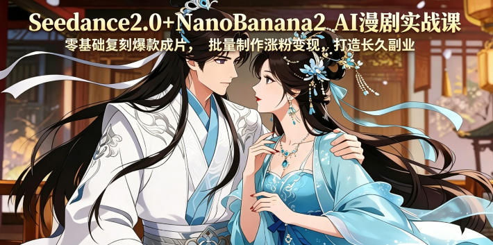 Seedance2.0+NanoBanana2 AI漫剧实战课，零基础复刻爆款成片涨粉变现，打造长久副业收益-丁七哥资源站