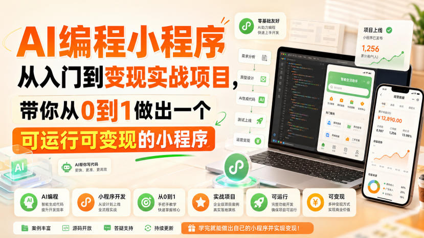 AI编程小程序从入门到变现实战项目,带你从0到1做出一个可运行可变现的小程序-丁七哥资源站