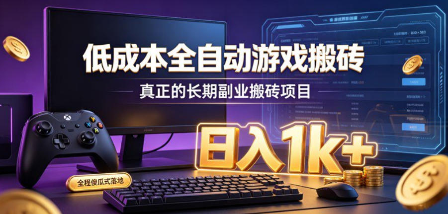 低成本全自动游戏搬砖，真正的长期副业搬砖项目，日入1k+，全程傻瓜式落地【揭秘】-丁七哥资源站