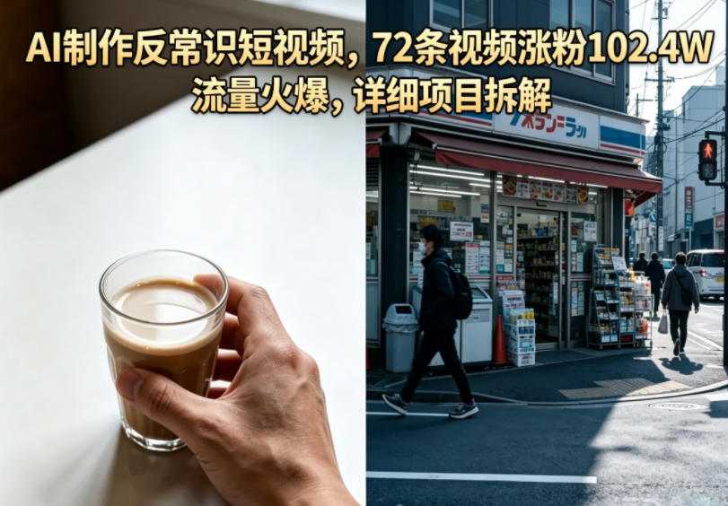 AI制作反常识短视频,72条视频涨粉102.4W,流量火爆,详细项目拆解-丁七哥资源站