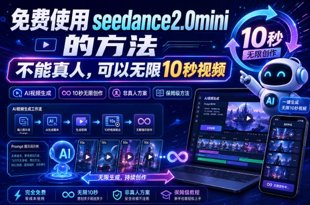 免费使用seedance2.0mini的方法，不能真人，可以无限10秒视频，9图+3音频参考-丁七哥资源站