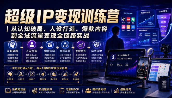 超级IP变现训练营｜从认知破局、人设打造、爆款内容到全域流量变现全链路实战-丁七哥资源站