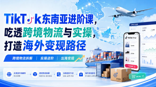 TikTok东南亚进阶课，吃透跨境物流与实操，打造海外变现路径-丁七哥资源站