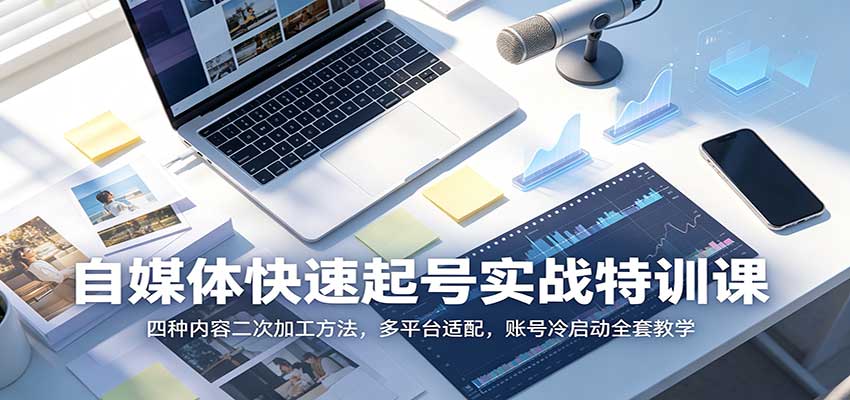 自媒体快速起号实战特训课：四种内容二次加工方法，多平台适配，账号冷启动全套教学-丁七哥资源站