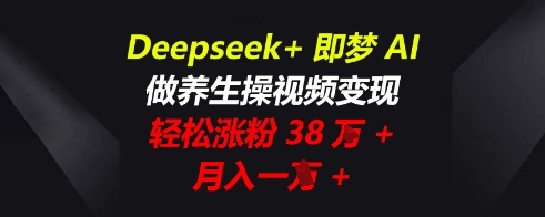 Deepseek+即梦AI，做养生操视频变现，轻松涨粉38W+，月入一W+-丁七哥资源站