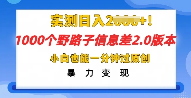 2025抖音1000个野路子信息差最新玩法,一分钟过原创,暴力变现月入几k-丁七哥资源站