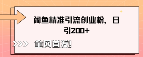 闲鱼精准引流创业粉,轻松日引200+-丁七哥资源站