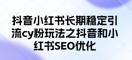 抖音小红书长期稳定引流cy粉玩法之抖音和小红书SEO优化-丁七哥资源站