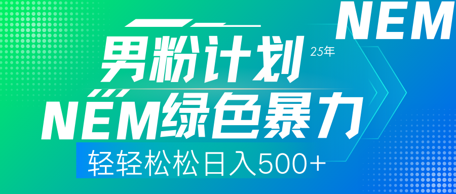 （14174期）25年新男粉计划绿色暴力项目轻轻松松日收500+-丁七哥资源站
