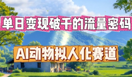 单日变现破k的流量密码，AI动物拟人化赛道-丁七哥资源站