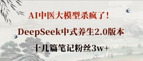 AI中医大模型杀疯了!DeepSeek中式养生2.0版本,十几篇笔记粉丝3w+-丁七哥资源站