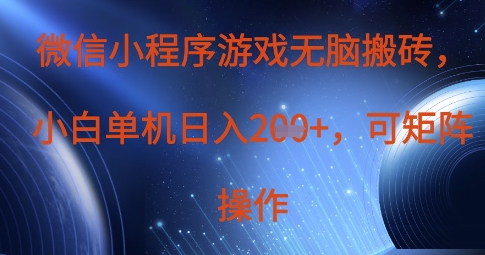 微信小程序游戏无脑搬砖，单设备日入2张+，可矩阵操作-丁七哥资源站