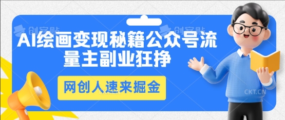 AI绘画变现秘籍:公众号流量主副业狂挣,网创人速来掘金-丁七哥资源站