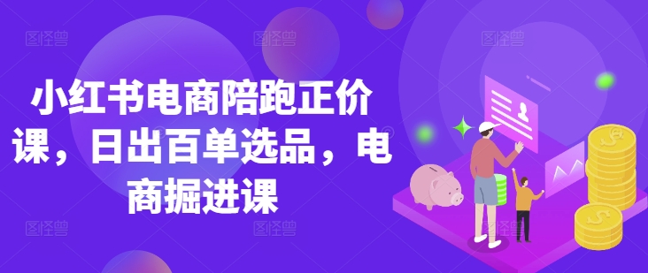 小红书电商陪跑正价课，小红书官方认证电商讲师教学，日出百单选品，电商掘进课-丁七哥资源站