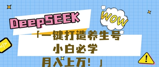 25年最新风口，用DeepSeek做养生号，小白必学，日入数张，一条作品涨粉1W+-丁七哥资源站