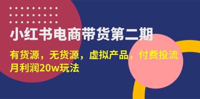 (14186期)小红书电商带货第二期,有货源,无货源,虚拟产品,付费投流,月利润20w-丁七哥资源站