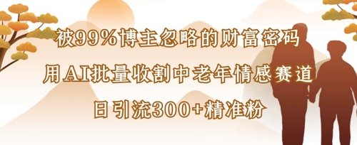 被99%博主忽略的财富密码：用AI批量收割中老年情感赛道，日引流300+精准粉-丁七哥资源站
