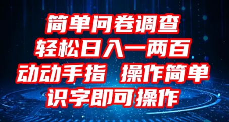 2025问卷调查项目,操作简单动动手指,每天轻松日入1张,识字就能操作-丁七哥资源站