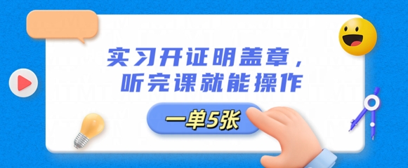实习开证明盖章,听完课就能操作,一单多张-丁七哥资源站
