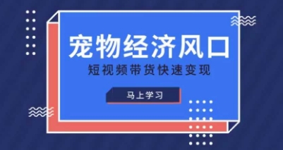 宠物赛道快速变现精品课,宠物经济风口,短视频带货快速变现-丁七哥资源站