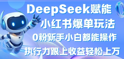 DeepSeek赋能小红书爆单玩法0粉新手小白都能操作，执行力跟上收益轻松上W，懒人勿做-丁七哥资源站