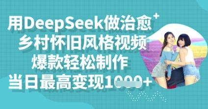 用DeepSeek做治愈乡村怀旧风格视频,爆款轻松制作,当日最高变现多张-丁七哥资源站